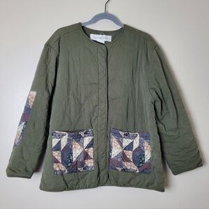 Treasure & Bond Green Quilted‎ Patchwork Jacket Size Small